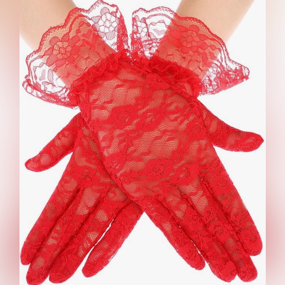 LACE GLOVES (RED) NWT